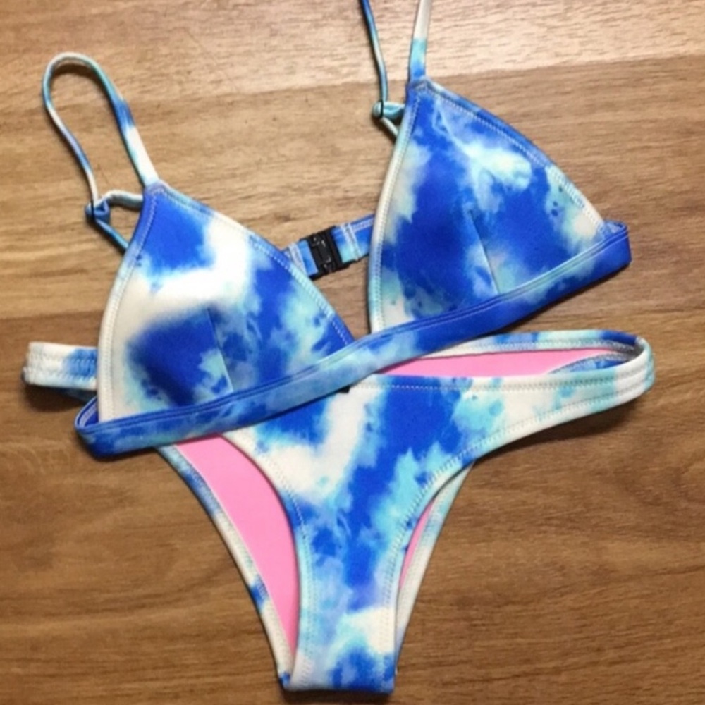 Blue Tye Dye Triangl Cheeky Bikini S+/S